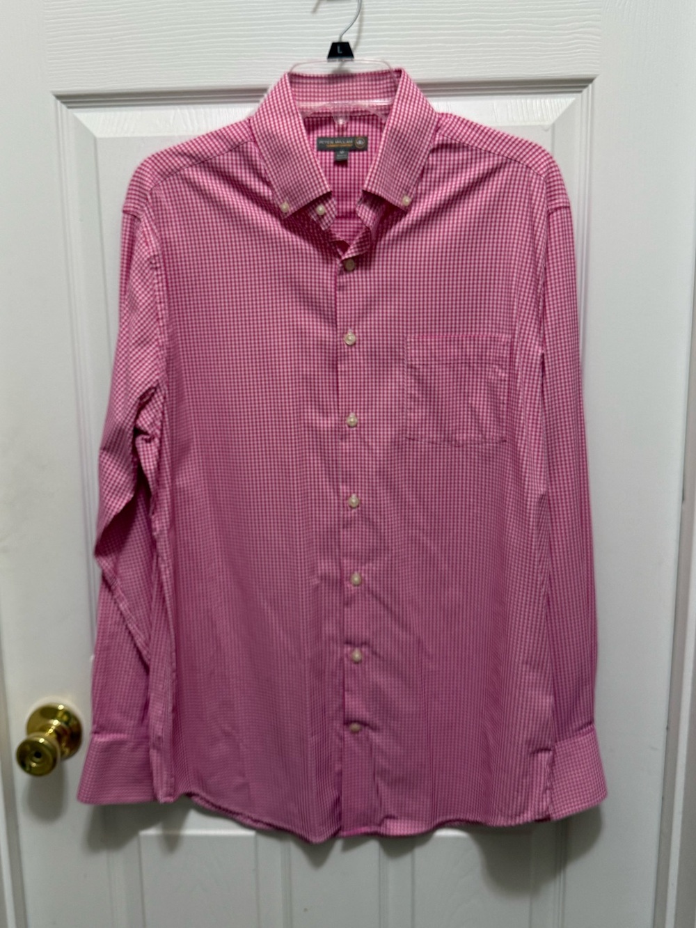 Peter Millar Pink Gingham Button-Down Dress Shirt. Medium